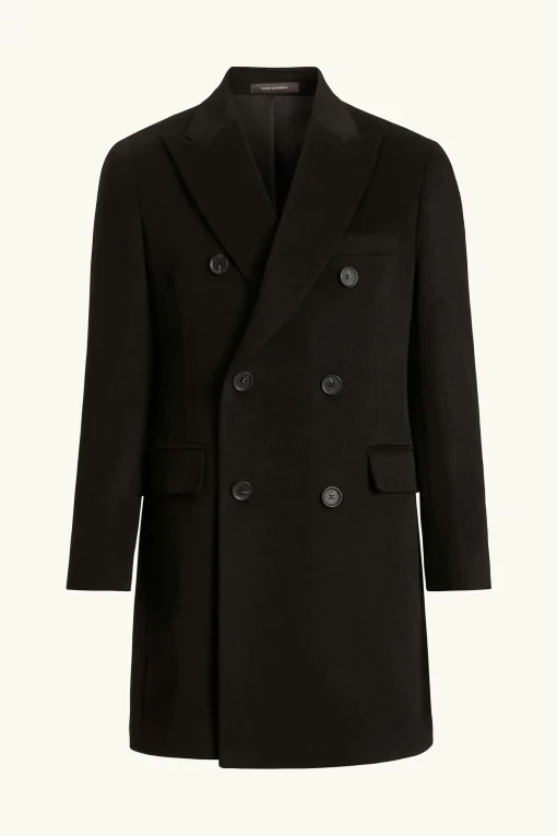 Regular Fit Double Breasted Brushed Wool Coat
