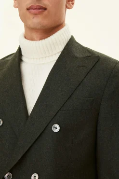 Regular Fit Double Breasted Flannel Blazer