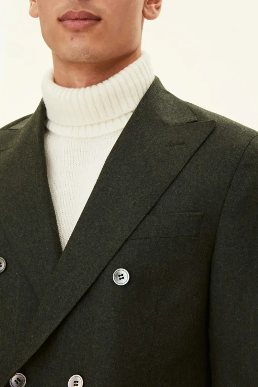 Regular Fit Double Breasted Flannel Blazer
