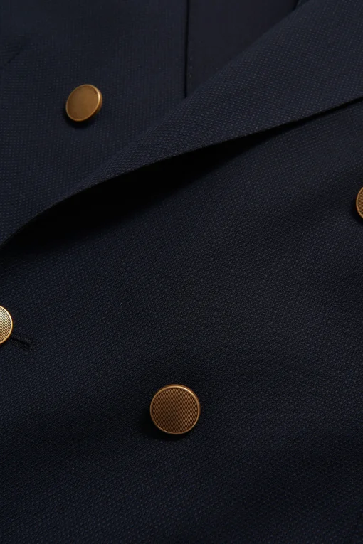 Regular Fit Double Breasted Microstructure Blazer
