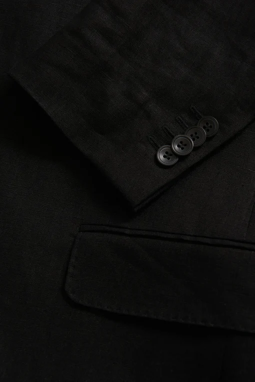 Regular Fit Double Breasted Linen Tuxedo Blazer