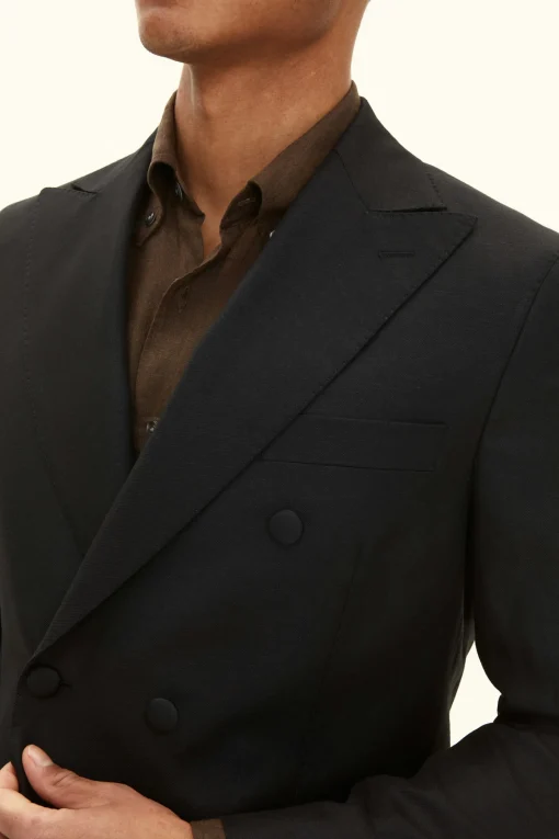 Regular Fit Double Breasted Microstructure Blazer