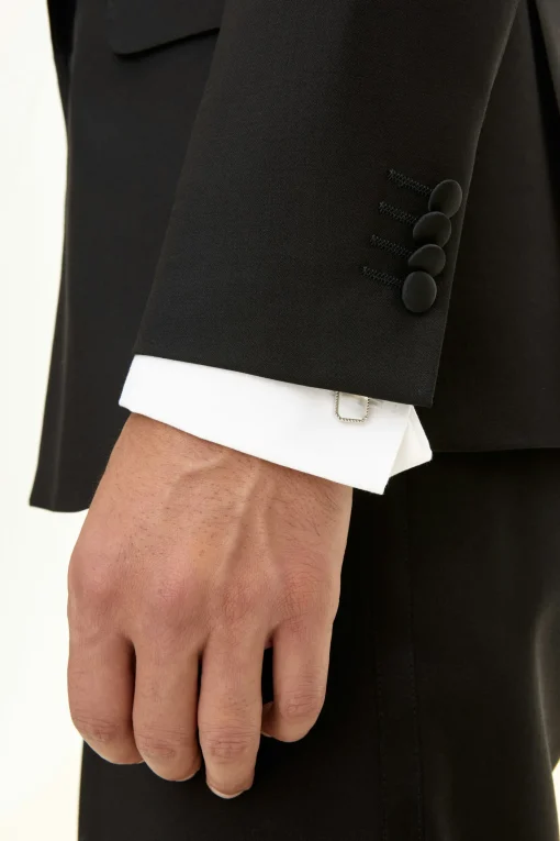 Regular Fit Double Breasted Microstructure Tuxedo Blazer