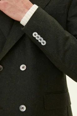Regular Fit Double Breasted Flannel Blazer