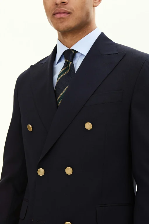 Regular Fit Double Breasted Microstructure Blazer