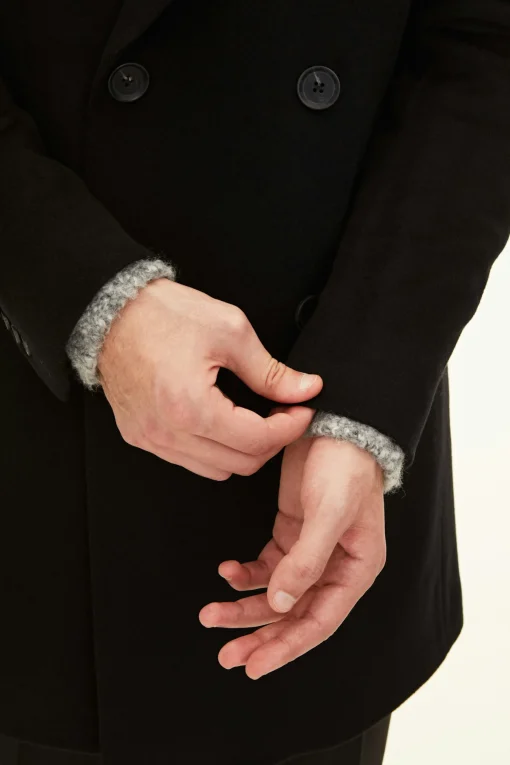 Regular Fit Double Breasted Brushed Wool Coat