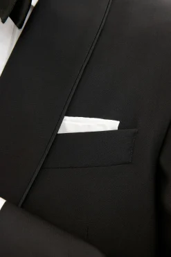 Regular Fit Double Breasted Microstructure Tuxedo Blazer
