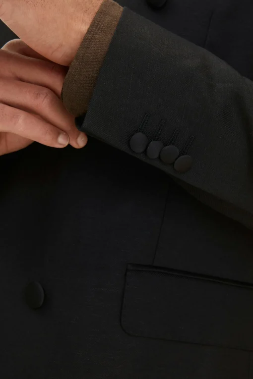 Regular Fit Double Breasted Microstructure Blazer