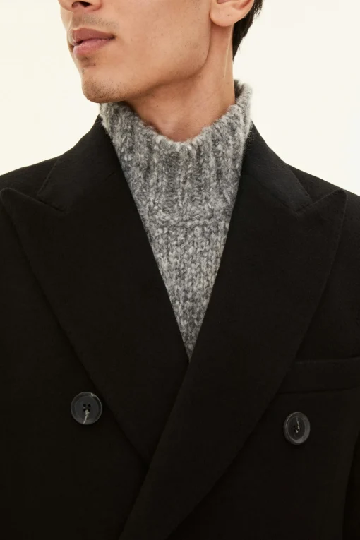 Regular Fit Double Breasted Brushed Wool Coat
