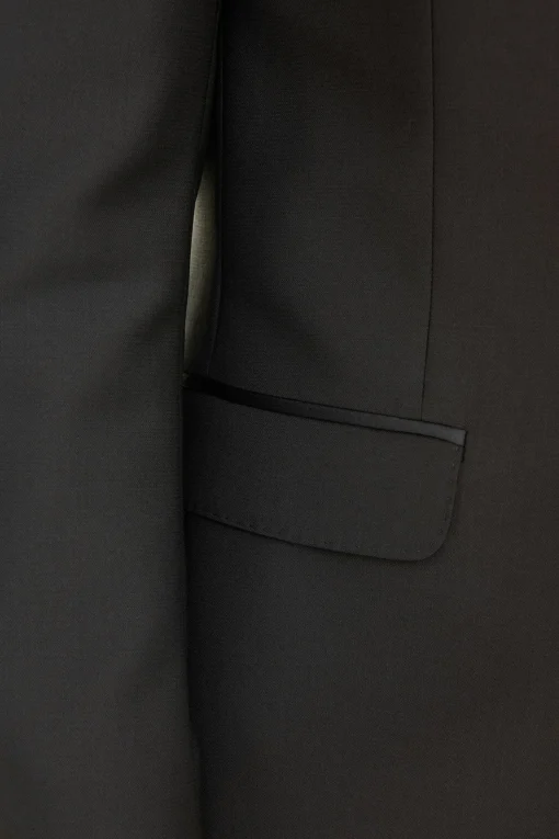 Regular Fit Double Breasted Microstructure Tuxedo Blazer