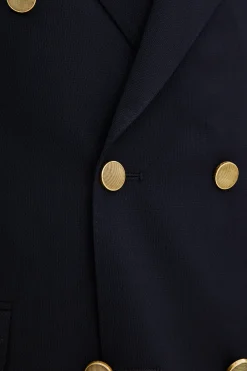 Regular Fit Double Breasted Microstructure Blazer