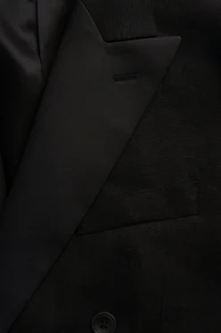 Regular Fit Double Breasted Linen Tuxedo Blazer