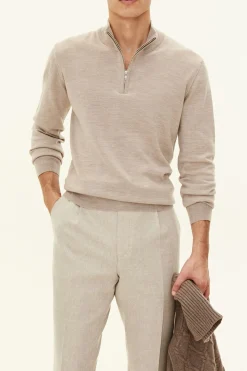 Regular Fit Extra Fine Merino Wool Half Zip Sweater