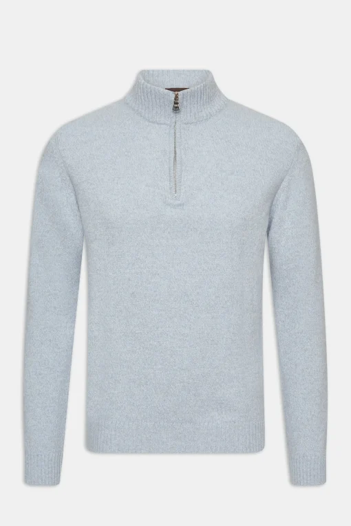 Regular Fit Half Zip Melange Sweater