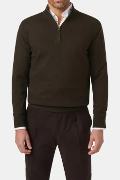 Regular Fit Half Zip Soft Wool Cashmere Sweater
