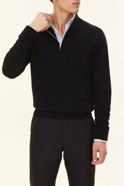 Regular Fit Half Zip Soft Wool Cashmere Sweater