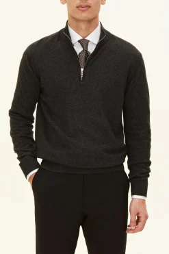 Regular Fit Half Zip Soft Wool Cashmere Sweater