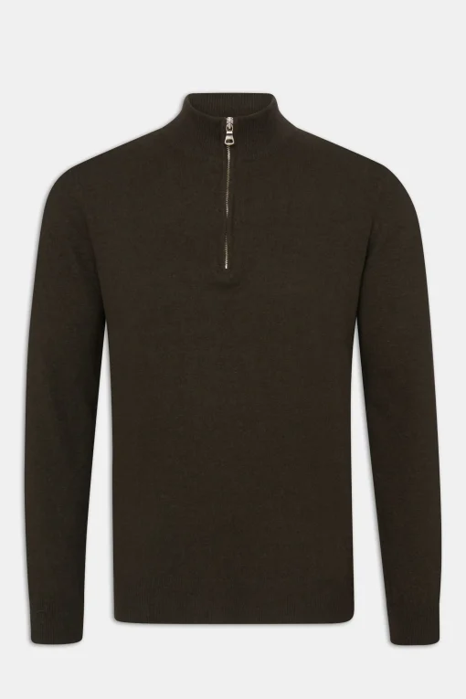 Regular Fit Half Zip Soft Wool Cashmere Sweater