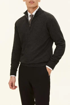 Regular Fit Half Zip Soft Wool Cashmere Sweater