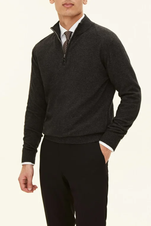 Regular Fit Half Zip Soft Wool Cashmere Sweater