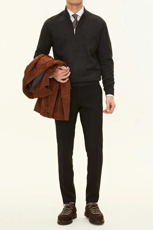 Regular Fit Half Zip Soft Wool Cashmere Sweater