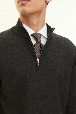 Regular Fit Half Zip Soft Wool Cashmere Sweater