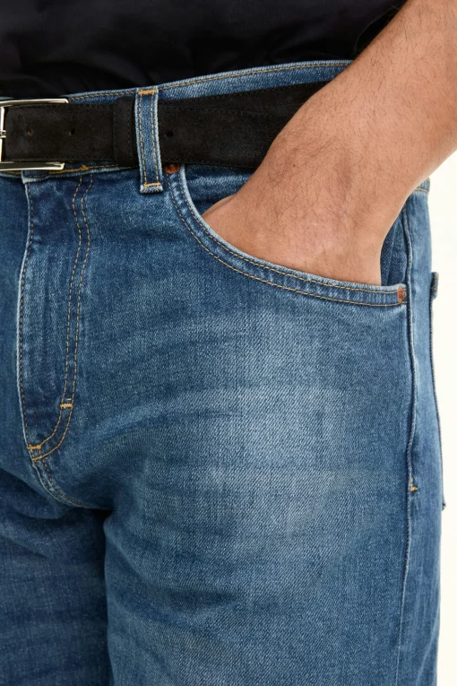 Regular Fit High Waist Denim Trousers