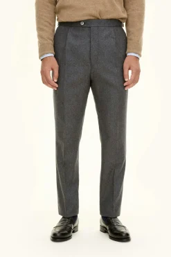 Regular Fit High Waist Flannel Trousers