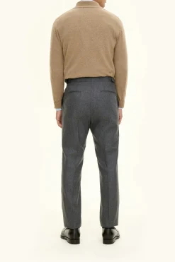 Regular Fit High Waist Flannel Trousers