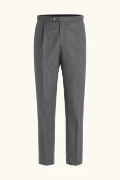 Regular Fit High Waist Flannel Trousers