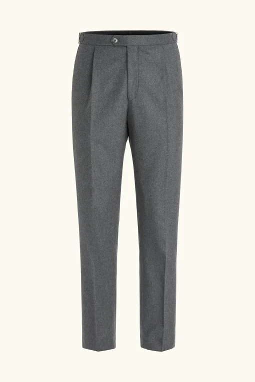 Regular Fit High Waist Flannel Trousers