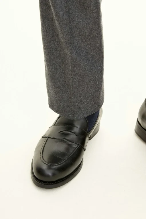 Regular Fit High Waist Flannel Trousers