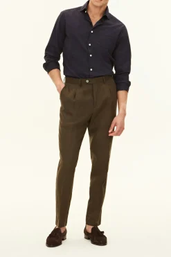 Regular Fit High Waist Linen Trousers