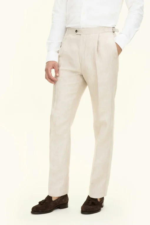Regular Fit High Waist Linen Trousers