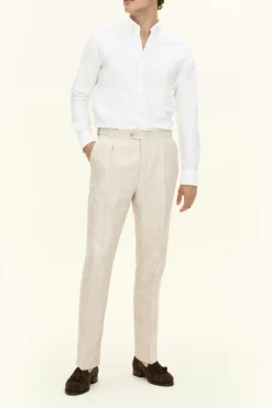 Regular Fit High Waist Linen Trousers