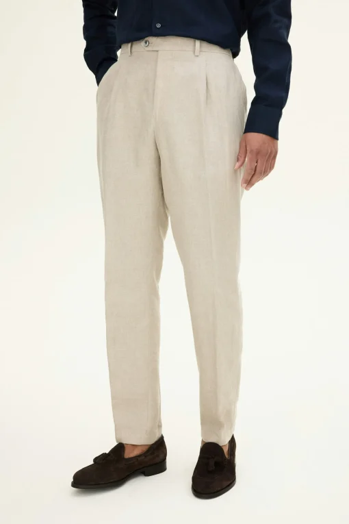 Regular Fit High Waist Linen Trousers