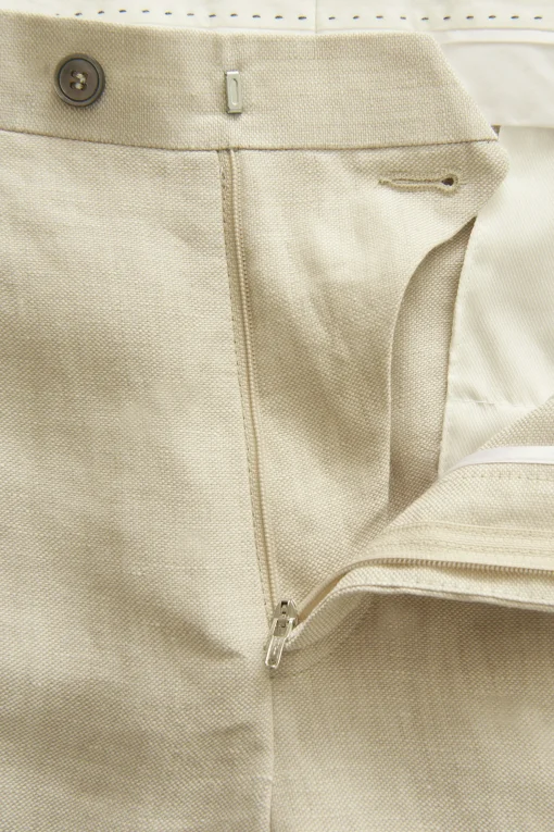 Regular Fit High Waist Linen Trousers