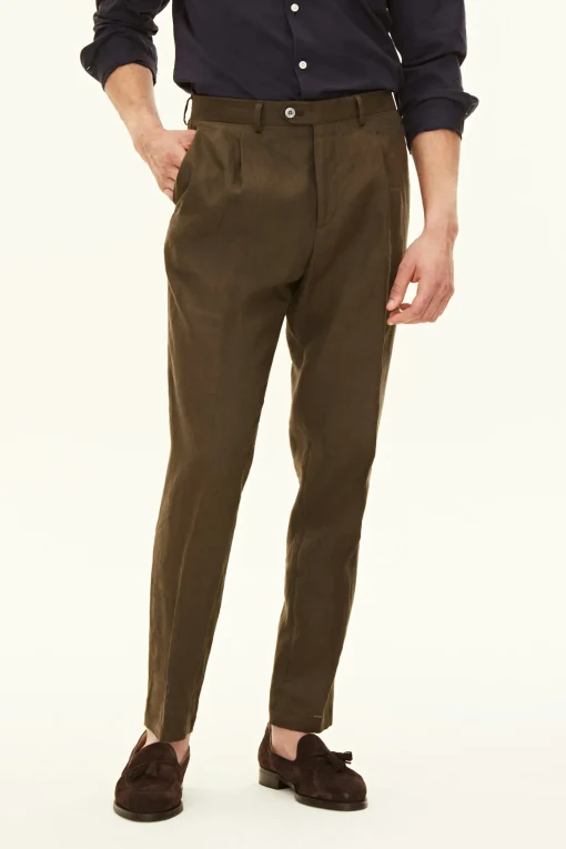 Regular Fit High Waist Linen Trousers