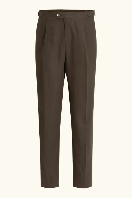 Regular Fit High Waist Linen Trousers