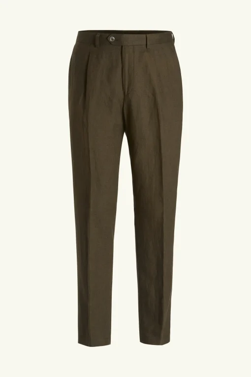 Regular Fit High Waist Linen Trousers