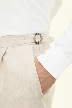 Regular Fit High Waist Linen Trousers