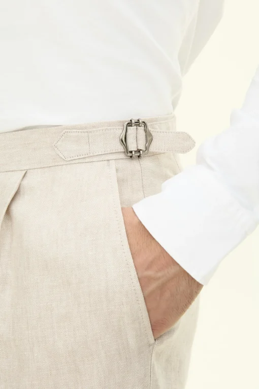 Regular Fit High Waist Linen Trousers