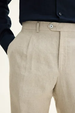 Regular Fit High Waist Linen Trousers