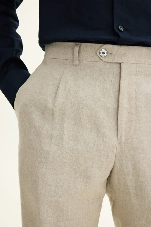 Regular Fit High Waist Linen Trousers
