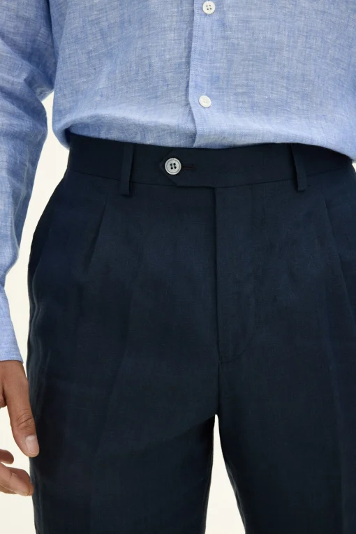 Regular Fit High Waist Linen Trousers