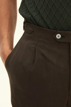Regular Fit High Waist Linen Trousers