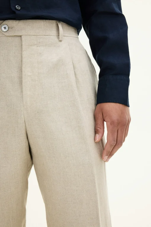 Regular Fit High Waist Linen Trousers