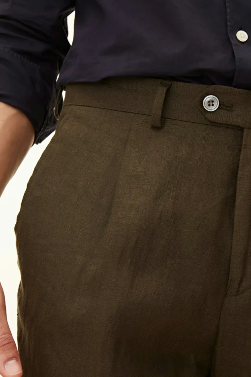 Regular Fit High Waist Linen Trousers