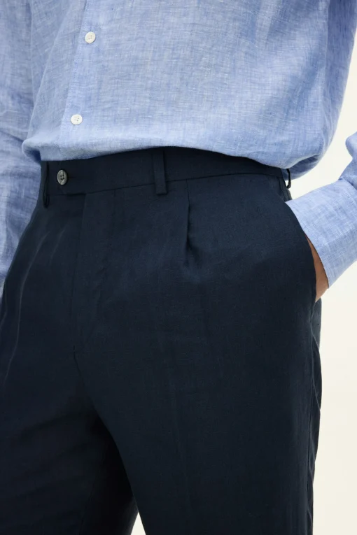 Regular Fit High Waist Linen Trousers