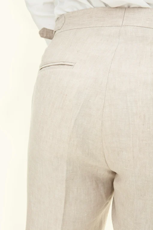 Regular Fit High Waist Linen Trousers